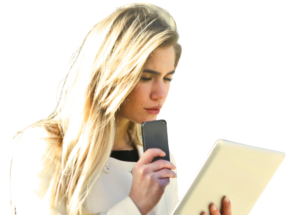 Woman looking at a tablet